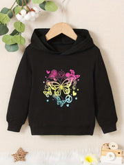 Ombre Butterfly Graphic Hoodie For Kid Girls Long Sleeve Sweatshirt