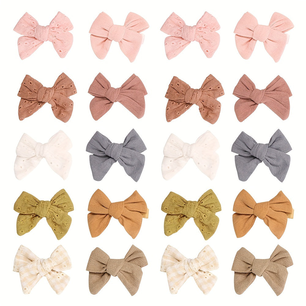 10pcs High Bowknot Hair Clips Lace Embroidery Flower Side Clips for Baby Girls