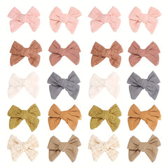 10pcs High Bowknot Hair Clips Lace Embroidery Flower Side Clips for Baby Girls