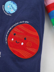 Girls Colorful Planet Print Long Sleeve Casual Dress