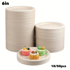 50 Pcs Biodegradable Sugarcane Pulp Disposable Plates