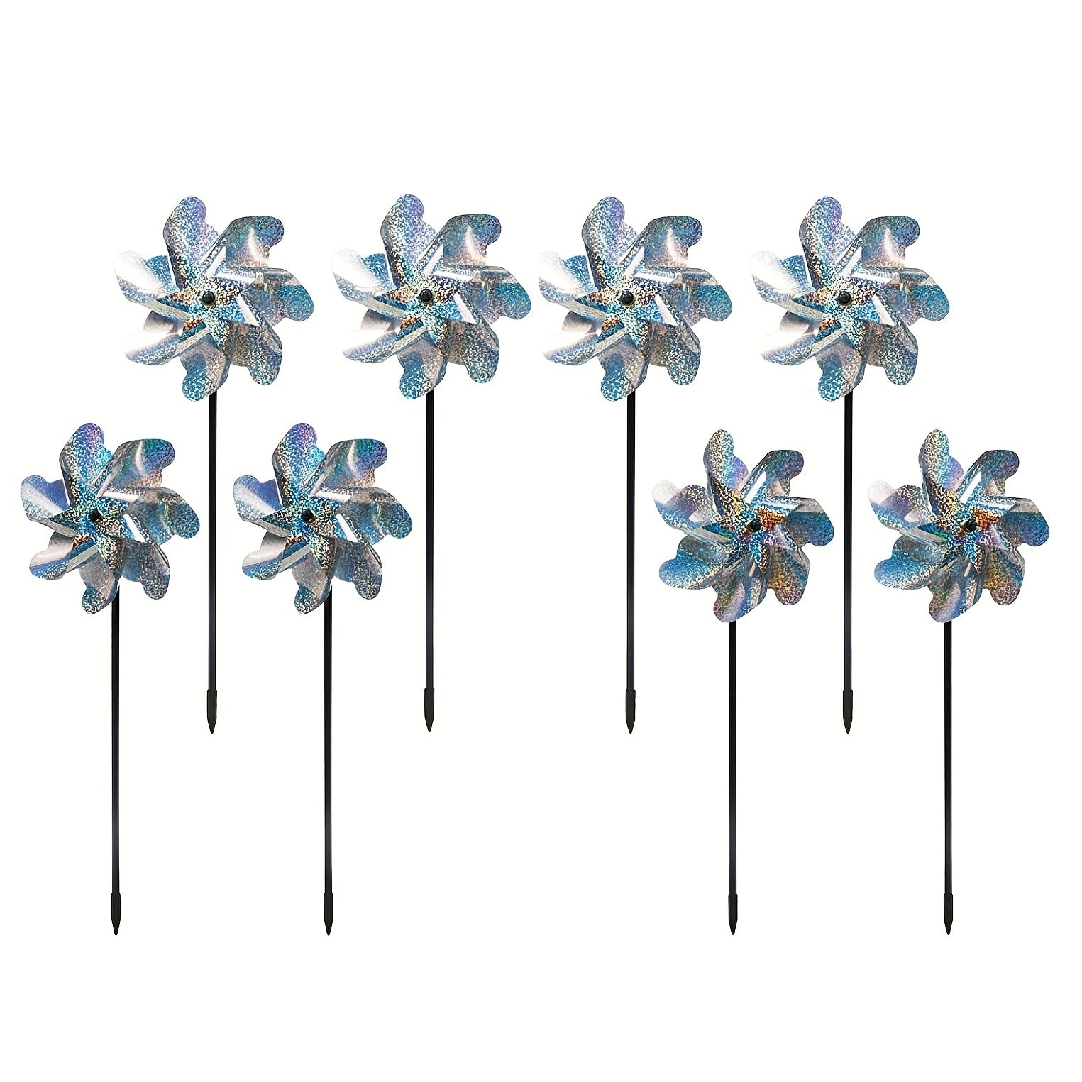 Yellow Holographic Pinwheels for Humane Bird Repellent