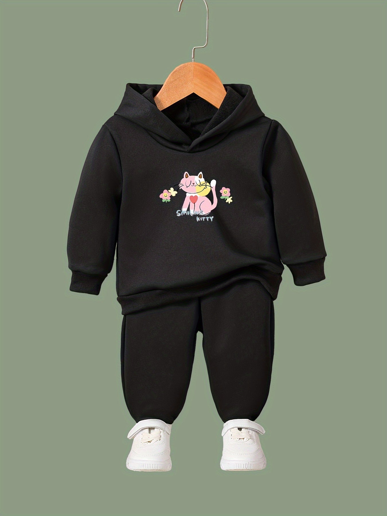 Kitty Graphic 2pcs Set Girls Casual Activewear Set