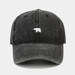 Polar Bear Embroidery Baseball Cap Distressed Unisex Sun Hat Solid Adjustable