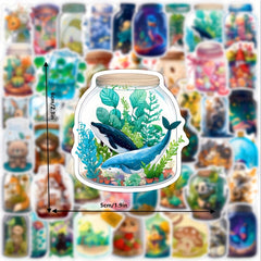 50pcs World In Bottle Cartoon Sticker Creative Wish Bottle Sticker