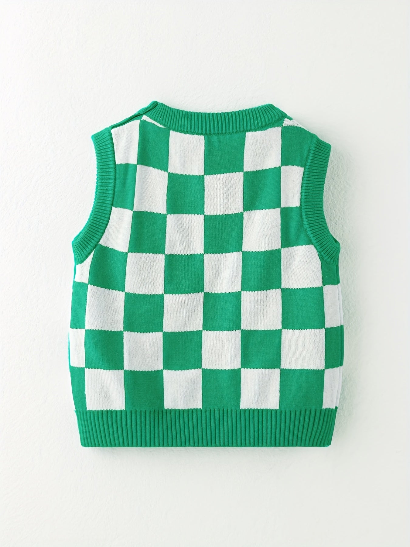 Baby Girls Plaid Bear Graphic Sweater Vest