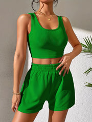 Ribbed Tank Top & Shorts Set for Vacation