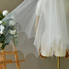 Double Layer Bridal Veil with Tassel Crystal