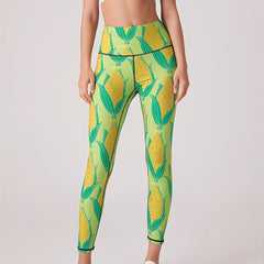 Corn Print High Waist Yoga Leggings Quick Drying Cropped Pants