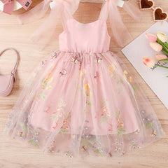 Baby Girls Butterfly Embroidery Mesh Cami Dress for Summer