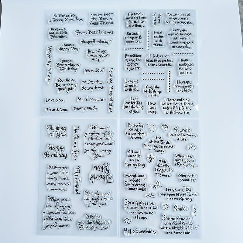 4 Sheets Rubber Stamp Set for Card Making Scrapbooking DIY Journaling