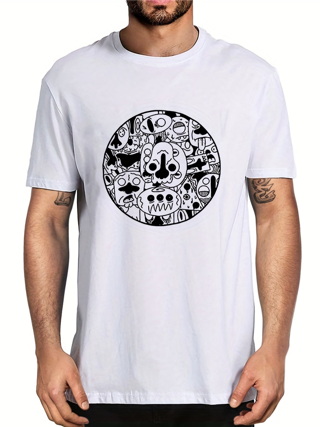 Men's Cartoon Graphic T shirt Casual Stretch Tee