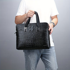 Crocodile Pattern Men's Handbag Business Ready for Daily Commute