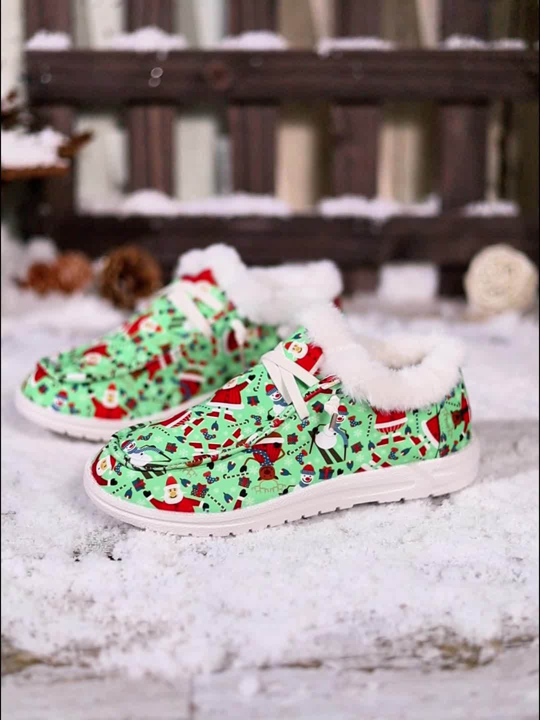 Women's Christmas Snow Boots Winter Plush Comfort Warm Flats
