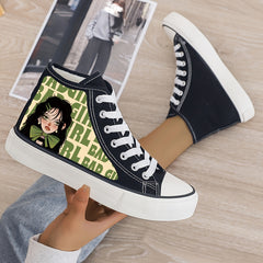 Anime Print Plush Lined Thermal Chunky Canvas Sneakers