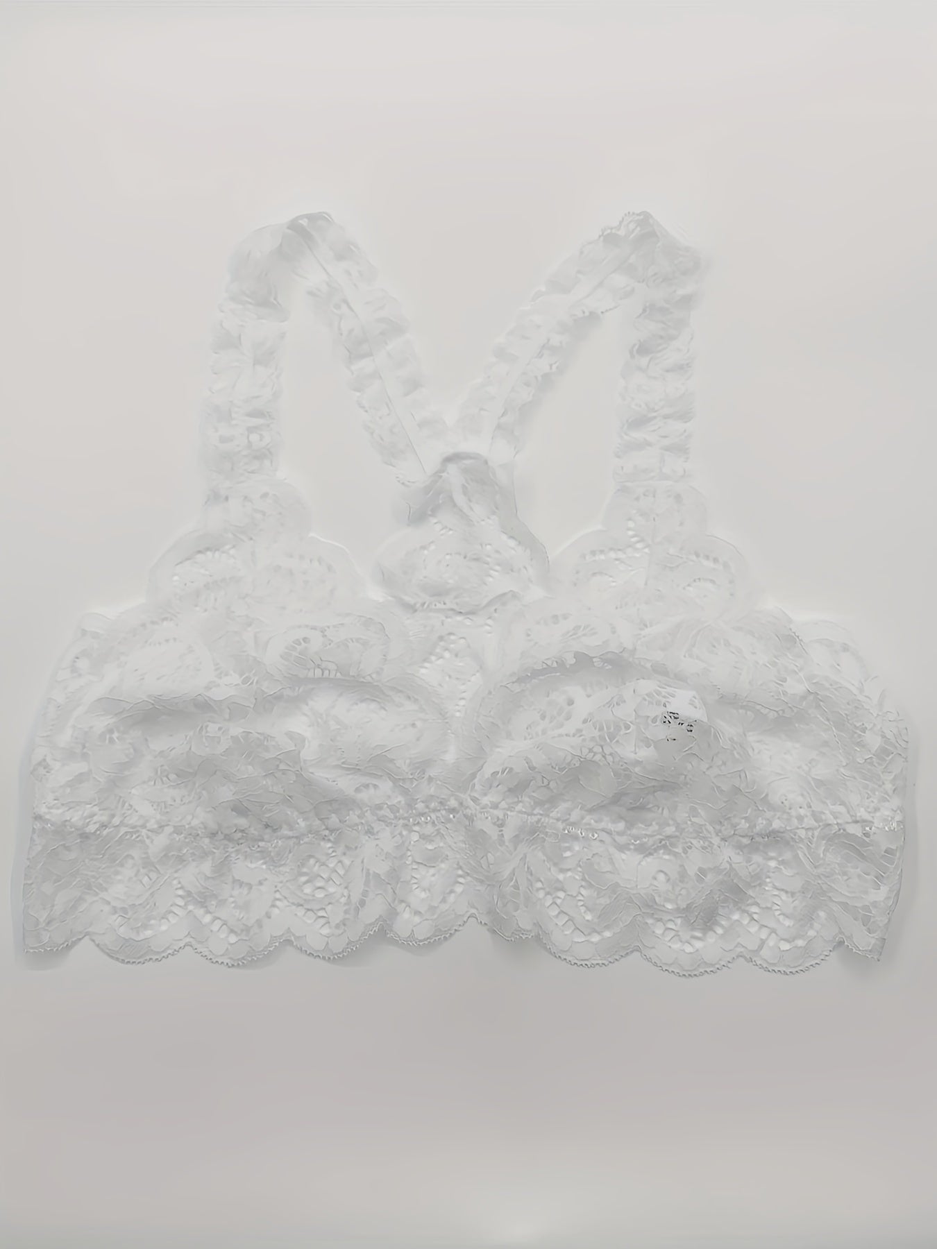 Floral Lace Wireless Bra Scalloped Trim Unlined Bra