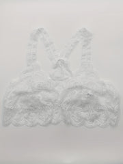 Floral Lace Wireless Bra Scalloped Trim Unlined Bra