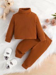 Baby Girls Turtleneck Top Trousers Set Toddler Kids Causal 2ps Outfit