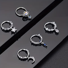 Zircon Inlaid Septum Nose Ring Body Piercing Jewelry