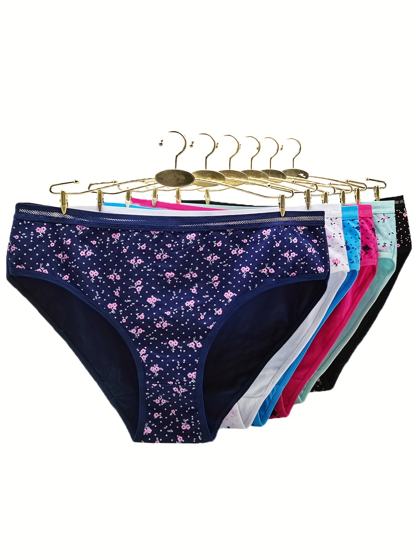 6pcs Floral Print Briefs Stretchy Intimates Panties Women's Lingerie