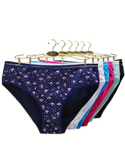 6pcs Floral Print Briefs Stretchy Intimates Panties Women's Lingerie