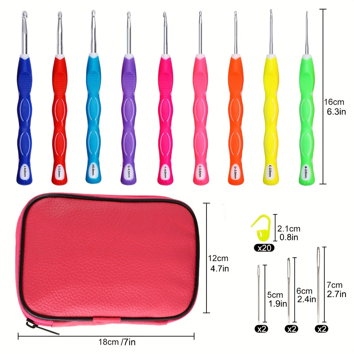 36pcs Crochet Hooks Set Ergonomic Rubber Grips Needles Knitting