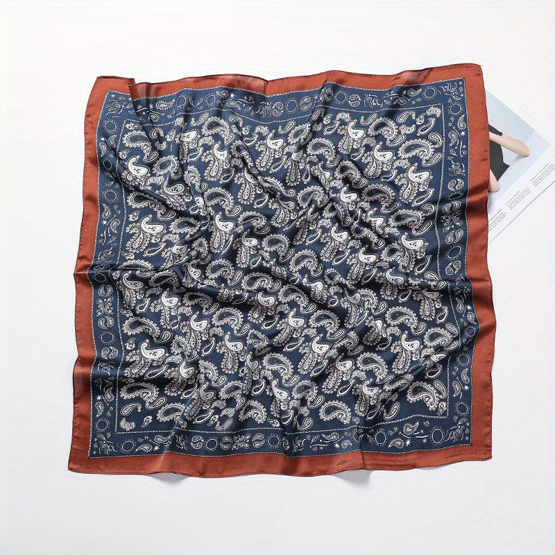 Paisley Print Satin Square Scarf Neckerchief Head Wrap Hair Accessory