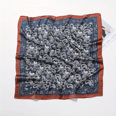 Paisley Print Satin Square Scarf Neckerchief Head Wrap Hair Accessory