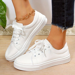 Women's Flat Lace Up Low Top Sneakers Casual Walking Shoes