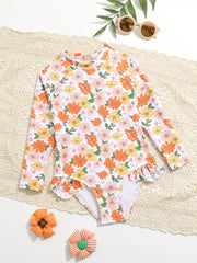 Toddler Girls Floral Ruffle Swimsuit with Cut Out Back