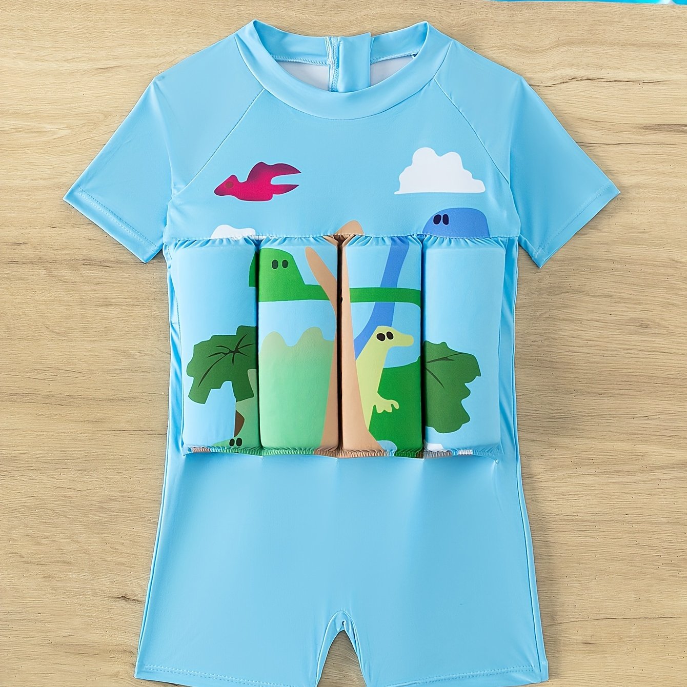 Boy's Sun Protection Swimsuit Cartoon Graphic One-piece Buoyancy Swimwear