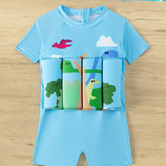 Boy's Sun Protection Swimsuit Cartoon Graphic One-piece Buoyancy Swimwear
