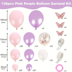 Pink Purple Balloon Garland Set Wedding Bridal Shower Girl Birthday Decor