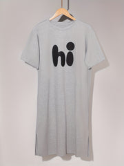 Letter Print Lounge Dress Short Sleeve Split Nightdress