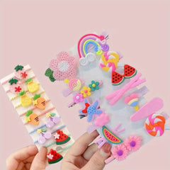 24pcs Fruits Flowers Rainbow Hair Clip Set for Girls