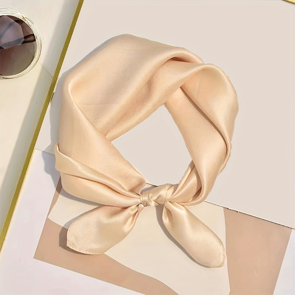 Classic Neckerchief Solid Square Scarf Satin Bandana Head Wrap Hair Accessories