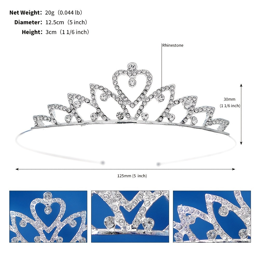 Silvery Princess Tiara Crystal Crown For Birthday Party