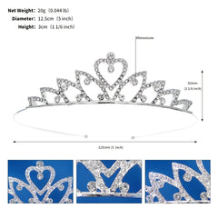 Silvery Princess Tiara Crystal Crown For Birthday Party