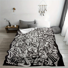 Warm Soft Blanket Line Graffiti Pattern Throw Blanket Bed Sofa Outdoor Camping
