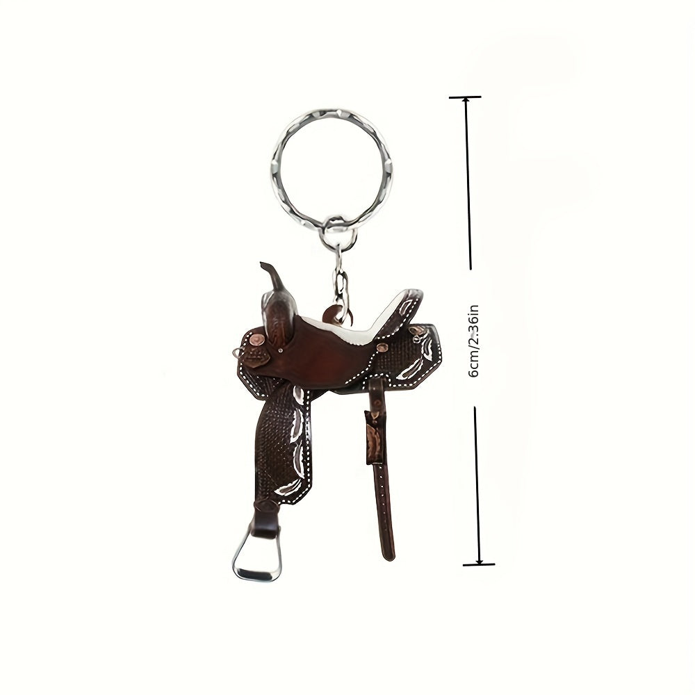 Western Cowboy Saddle Keychain Rearview Mirror Decoration