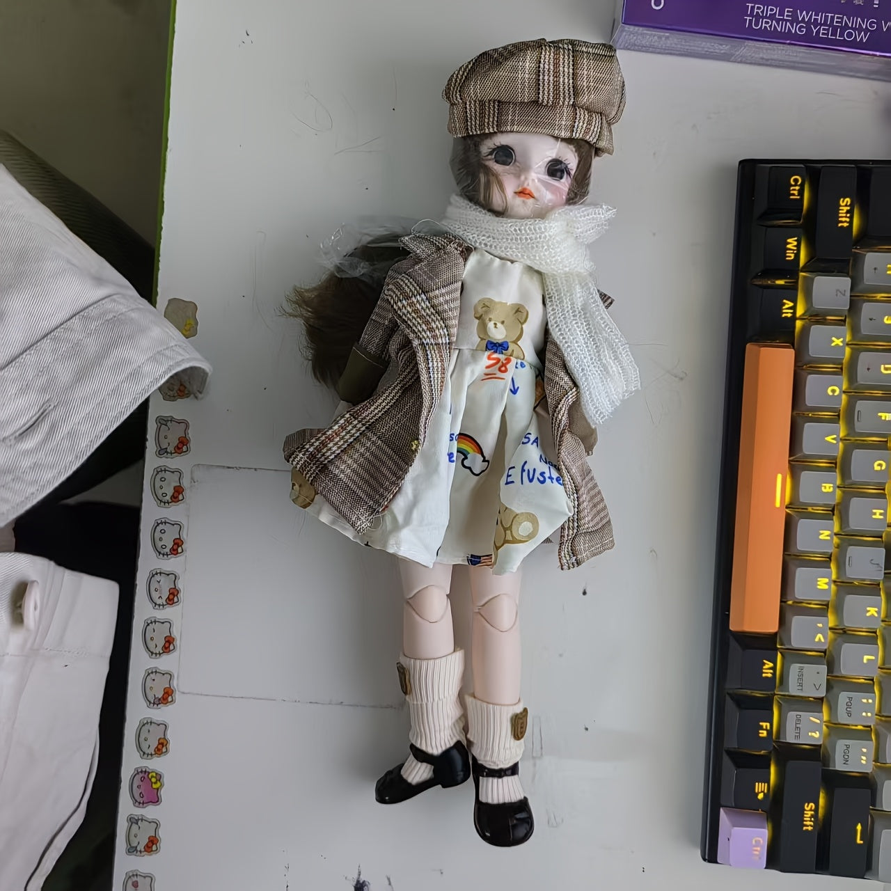Vintage Doll Blonde Lifelike in Green Dress & Accessories