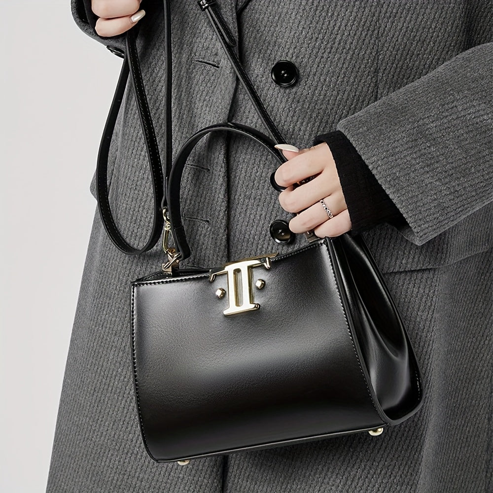 Stylish Women's Crossbody Bag with Golden Tone Hardware