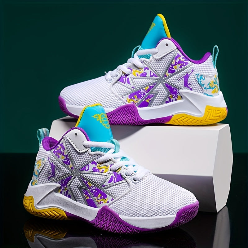 Boys' High Top Basketball Shoes Mesh Breathable Non Slip