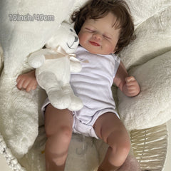 Realistic 19 Inch Reborn Doll Soft Cloth Body Implanted Hair Painted Veins