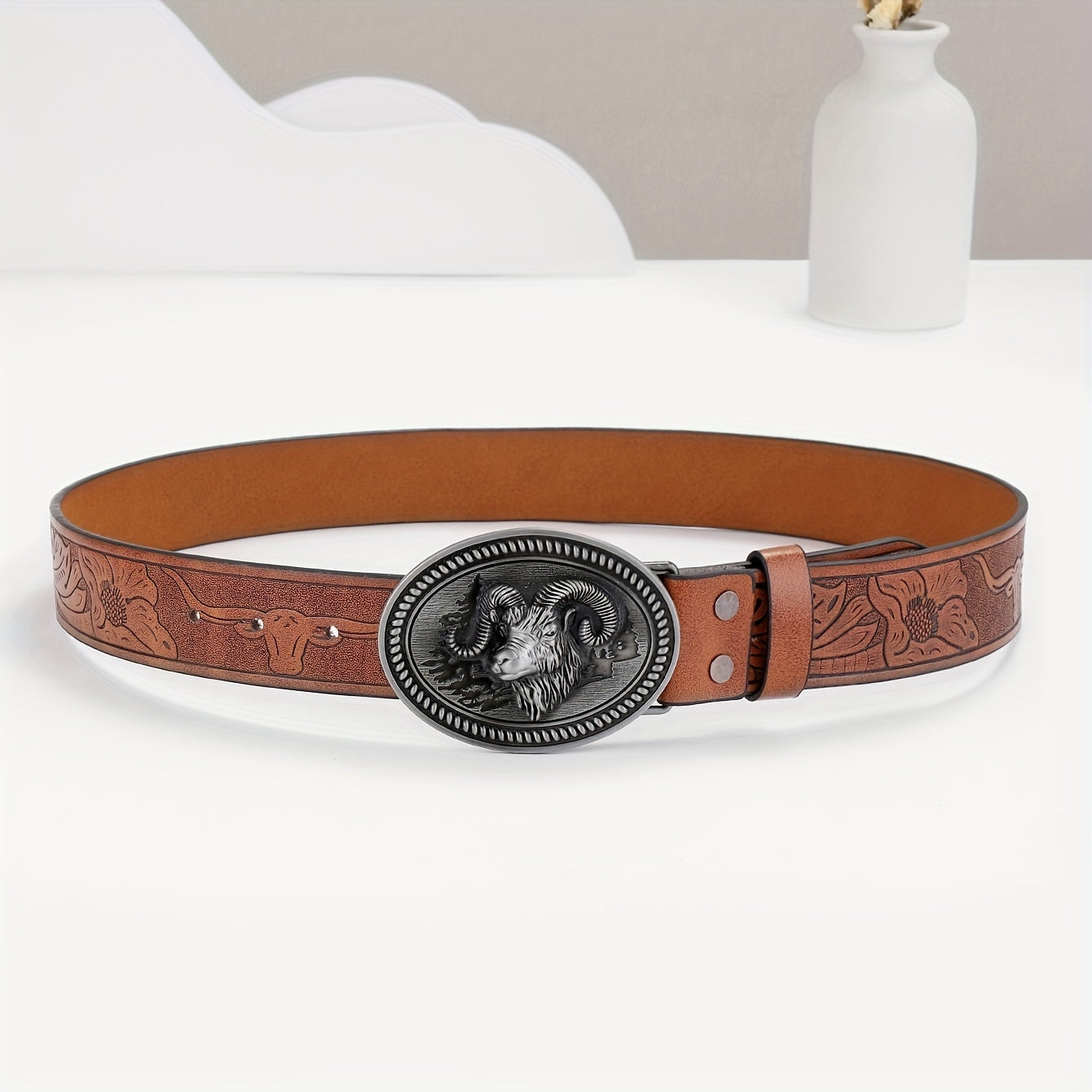 Men's Embossed PU Leather Casual Belt