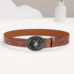 Men's Embossed PU Leather Casual Belt