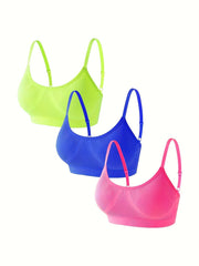 3pcs Wireless Bras Comfy & Breathable Intimates Women's Lingerie & Underwear
