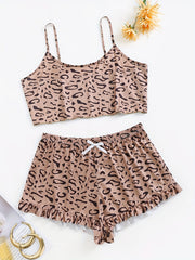 Leopard Print Crop Cami & Shorts Lounge Set