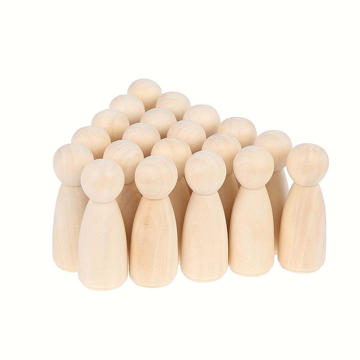 20 Pcs Unfinished Wooden Peg Dolls Natural Wood Figures