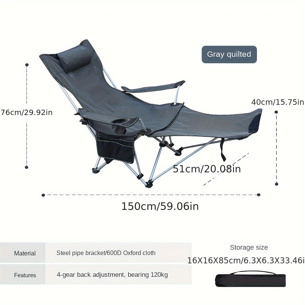 Outdoor Folding Chair Portable Beach Chair Moon Chair Lounge Folding Bed